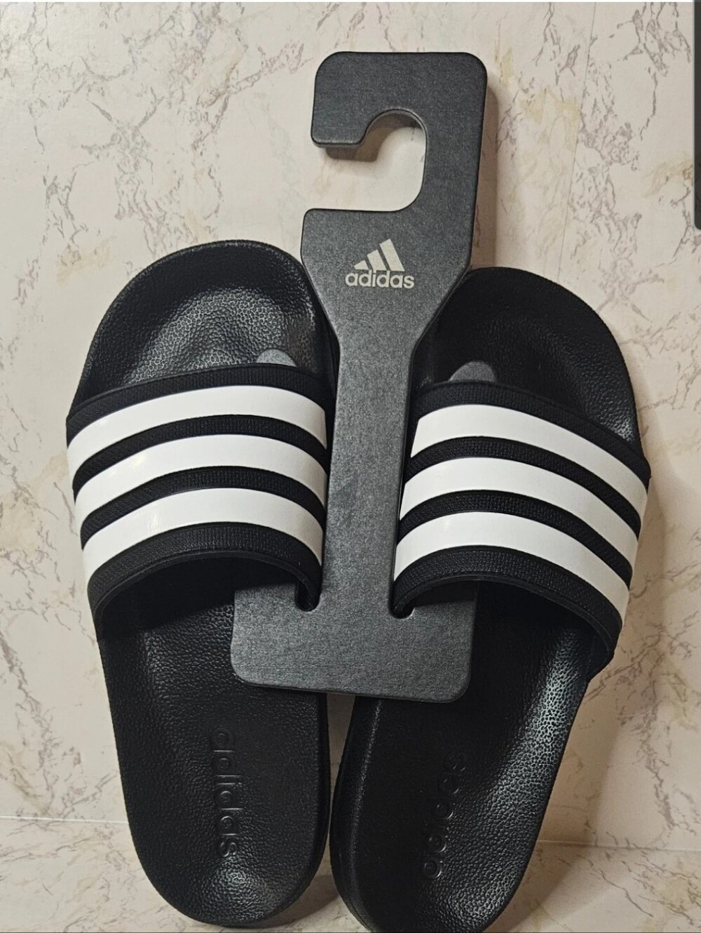 adidas Men’s Black/White Adilette Slide Sandals
